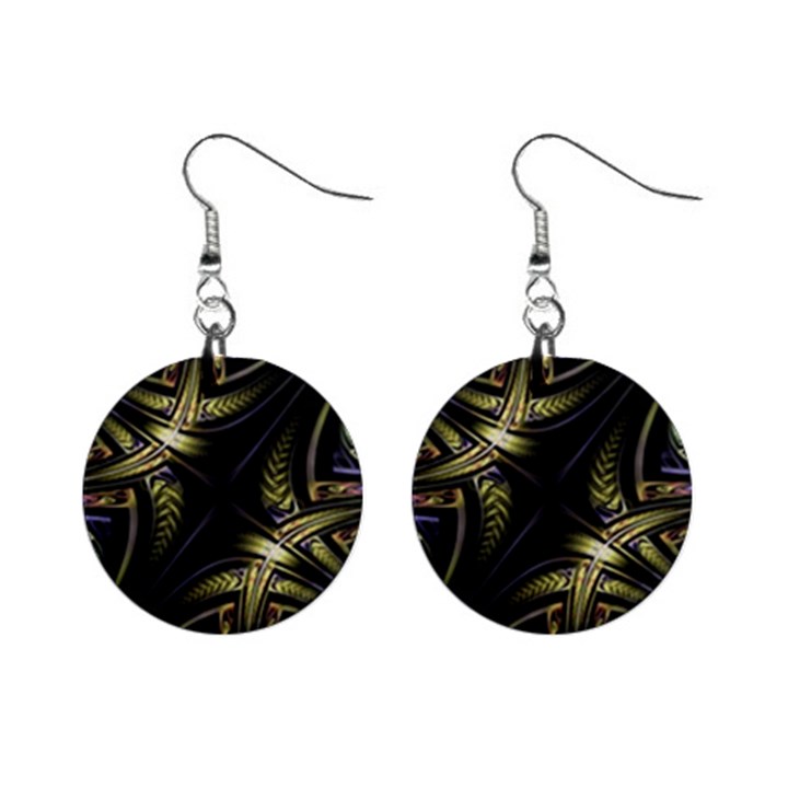 Fractal Texture Pattern Mini Button Earrings