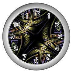 Fractal Texture Pattern Wall Clock (silver) by HermanTelo