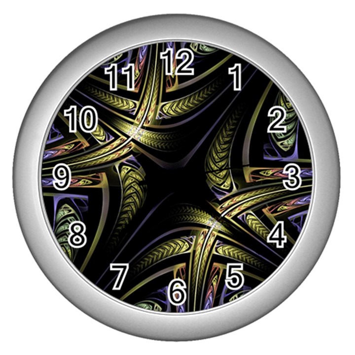 Fractal Texture Pattern Wall Clock (Silver)