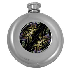 Fractal Texture Pattern Round Hip Flask (5 Oz)