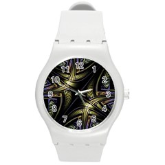 Fractal Texture Pattern Round Plastic Sport Watch (m)