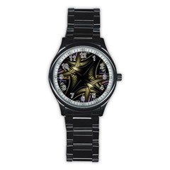 Fractal Texture Pattern Stainless Steel Round Watch