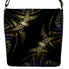 Fractal Texture Pattern Flap Closure Messenger Bag (s)