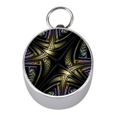 Fractal Texture Pattern Mini Silver Compasses