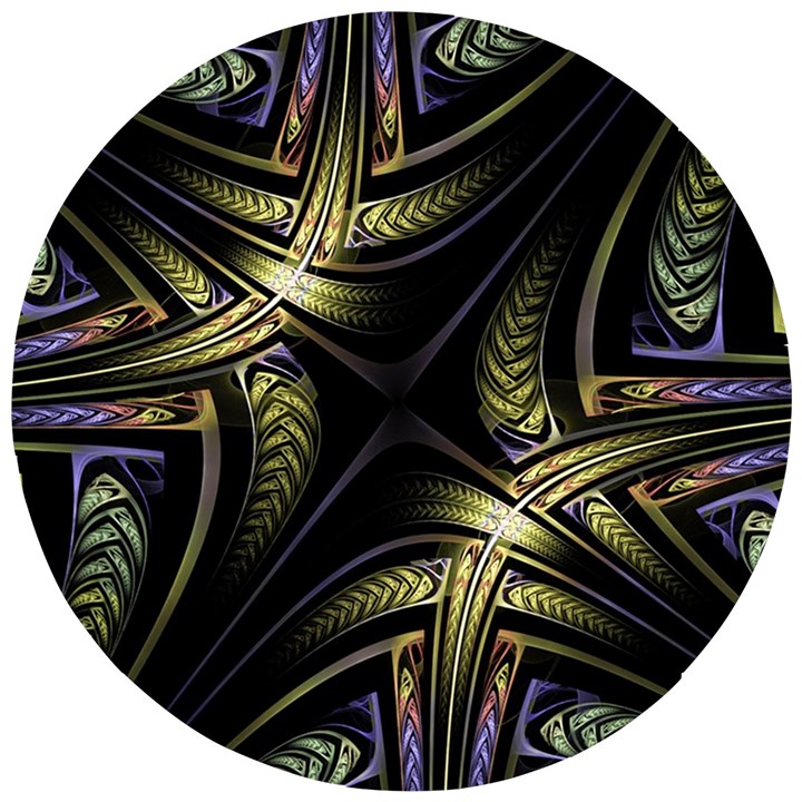 Fractal Texture Pattern Wooden Puzzle Round