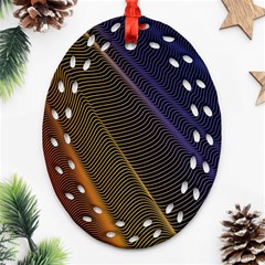 Rainbow Waves Mesh Colorful 3d Ornament (oval Filigree)