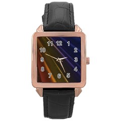 Rainbow Waves Mesh Colorful 3d Rose Gold Leather Watch 