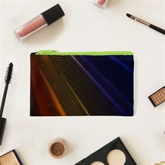 Rainbow Waves Mesh Colorful 3d Cosmetic Bag (xs)