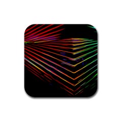 Abstract Neon Background Light Rubber Square Coaster (4 Pack)  by HermanTelo