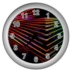 Abstract Neon Background Light Wall Clock (silver) by HermanTelo