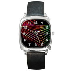 Abstract Neon Background Light Square Metal Watch