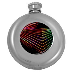 Abstract Neon Background Light Round Hip Flask (5 Oz) by HermanTelo