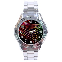 Abstract Neon Background Light Stainless Steel Analogue Watch