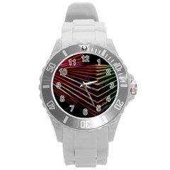 Abstract Neon Background Light Round Plastic Sport Watch (l)