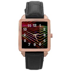 Abstract Neon Background Light Rose Gold Leather Watch  by HermanTelo