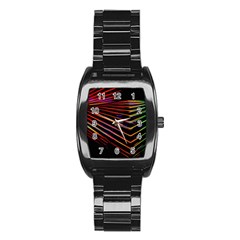 Abstract Neon Background Light Stainless Steel Barrel Watch