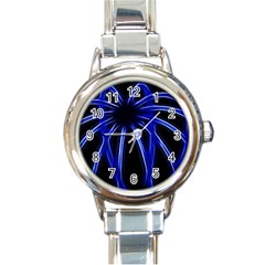 Light Effect Blue Bright Design Round Italian Charm Watch by HermanTelo