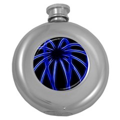 Light Effect Blue Bright Design Round Hip Flask (5 Oz)