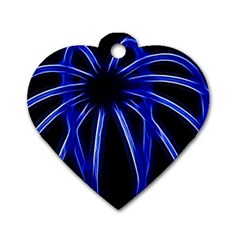 Light Effect Blue Bright Design Dog Tag Heart (one Side)