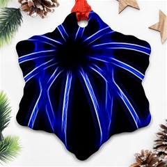 Light Effect Blue Bright Design Snowflake Ornament (two Sides)