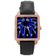 Light Effect Blue Bright Design Rose Gold Leather Watch  by HermanTelo