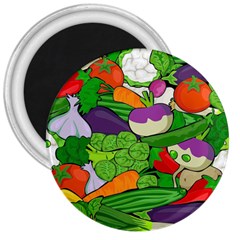 Vegetables Bell Pepper Broccoli 3  Magnets by HermanTelo