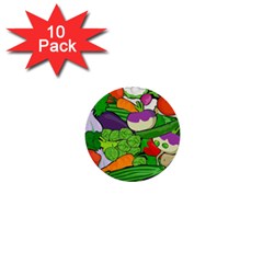 Vegetables Bell Pepper Broccoli 1  Mini Buttons (10 Pack)  by HermanTelo