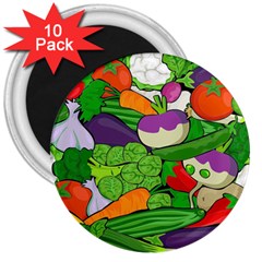 Vegetables Bell Pepper Broccoli 3  Magnets (10 Pack)  by HermanTelo