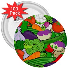 Vegetables Bell Pepper Broccoli 3  Buttons (100 Pack)  by HermanTelo