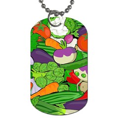 Vegetables Bell Pepper Broccoli Dog Tag (one Side) by HermanTelo