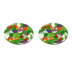 Vegetables Bell Pepper Broccoli Cufflinks (oval) by HermanTelo