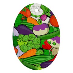 Vegetables Bell Pepper Broccoli Oval Ornament (two Sides)