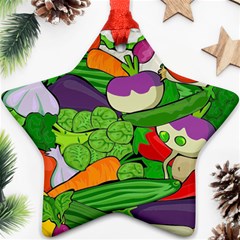 Vegetables Bell Pepper Broccoli Star Ornament (two Sides)