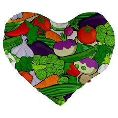 Vegetables Bell Pepper Broccoli Large 19  Premium Heart Shape Cushions