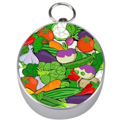 Vegetables Bell Pepper Broccoli Silver Compasses by HermanTelo