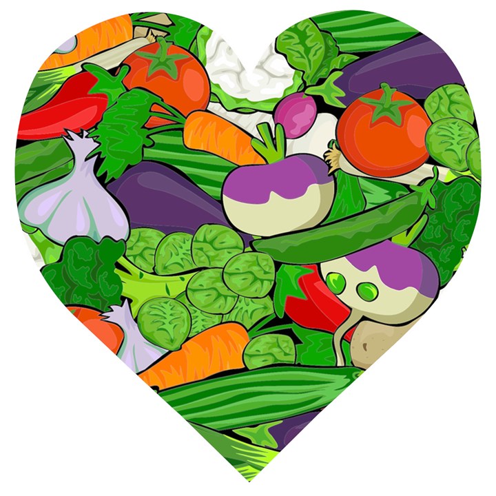 Vegetables Bell Pepper Broccoli Wooden Puzzle Heart