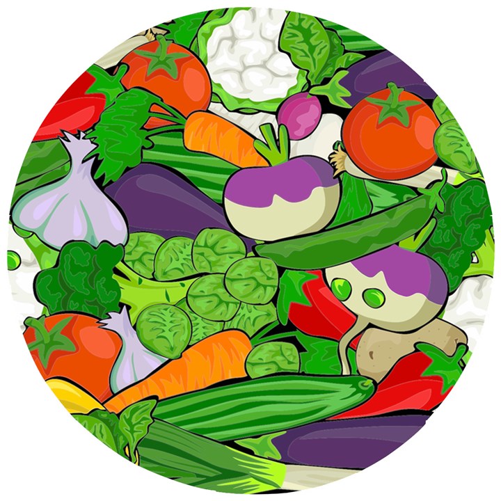 Vegetables Bell Pepper Broccoli Wooden Puzzle Round