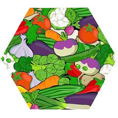 Vegetables Bell Pepper Broccoli Wooden Puzzle Hexagon by HermanTelo