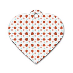 Background Flowers Multicolor Dog Tag Heart (one Side)