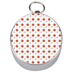 Background Flowers Multicolor Silver Compasses