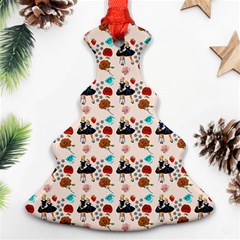 Retro Girls Dress In Black Pattern Ornament (christmas Tree)  by snowwhitegirl