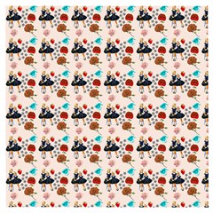 Retro Girls Dress In Black Pattern Wooden Puzzle Square