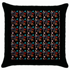 Retro Girls Dress In Black Pattern Black Throw Pillow Case (black) by snowwhitegirl