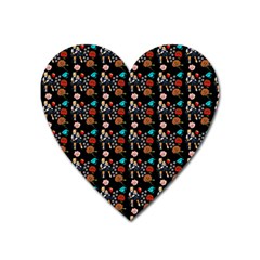 Retro Girls Dress In Black Pattern Black Heart Magnet by snowwhitegirl