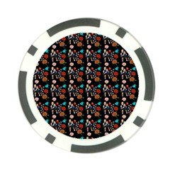 Retro Girls Dress In Black Pattern Black Poker Chip Card Guard (10 Pack) by snowwhitegirl