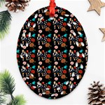 Retro Girls Dress In Black Pattern Black Oval Filigree Ornament (Two Sides) Front