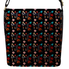 Retro Girls Dress In Black Pattern Black Flap Closure Messenger Bag (s) by snowwhitegirl