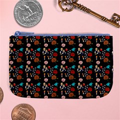 Retro Girls Dress In Black Pattern Black Large Coin Purse by snowwhitegirl