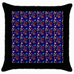 Retro Girls Dress In Black Pattern Blue Throw Pillow Case (black) by snowwhitegirl