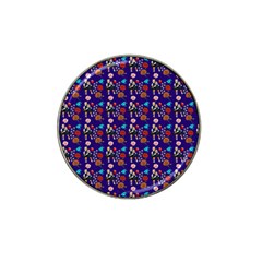 Retro Girls Dress In Black Pattern Blue Hat Clip Ball Marker (4 Pack) by snowwhitegirl